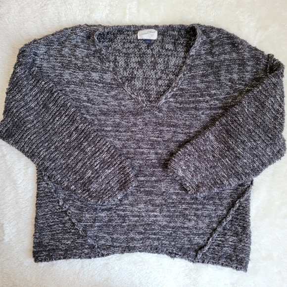 Universal Thread DIY distressed style heathered speckled Grey V-neck Sweater L - Picture 1 of 8